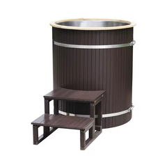 Wooden Outdoor Stainless Steel Liner Cold Plunge Tub Portable Wood Barrel Ice Bath Tub Recovery Pod Chiller Optional