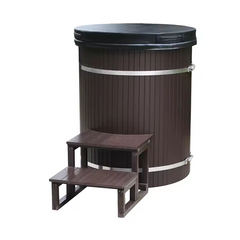 Wooden Outdoor Stainless Steel Liner Cold Plunge Tub Portable Wood Barrel Ice Bath Tub Recovery Pod Chiller Optional